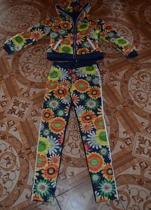 Потрясающий яркий пуховый костюм! пух+перо! принт в цветы! двухстороння куртка!
