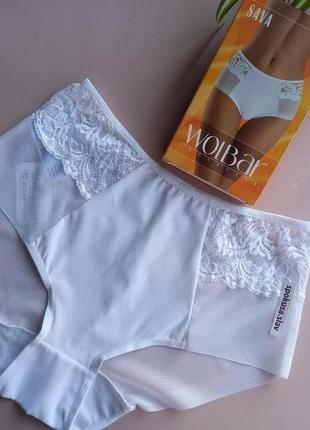 Модні трусики для дівчини високі білі wolbar sava волбар розмір л. 48