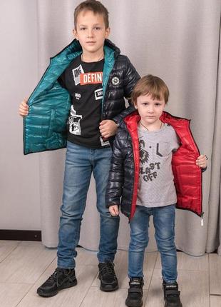 Демисезонная двухсторонняя  куртка   для мальчиков и подростков3 фото