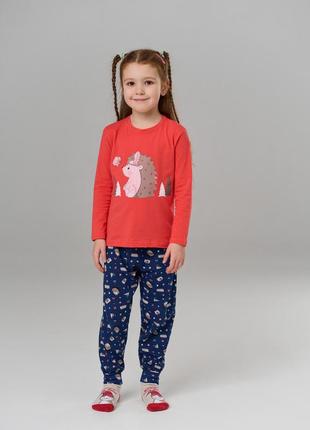 Детская пижама с брючками  для девочек ежик nicoletta 85405
