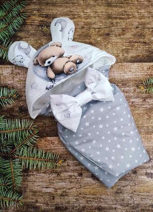 Конверт хлопковый с капюшоном для новорожденых   весна-лето-осень