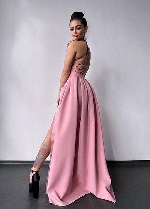 Ніжна сукня максі зі шнурівкою на спинці плаття довгу в підлогу4 фото