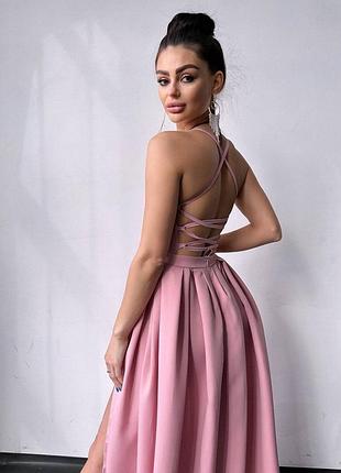 Ніжна сукня максі зі шнурівкою на спинці плаття довгу в підлогу7 фото