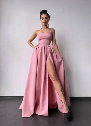 Ніжна сукня максі зі шнурівкою на спинці плаття довгу в підлогу8 фото