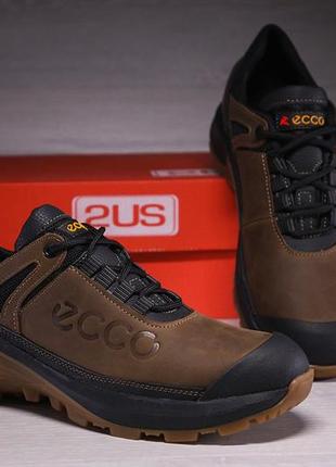 Кроссовки кожаные ecco super track olive2 фото