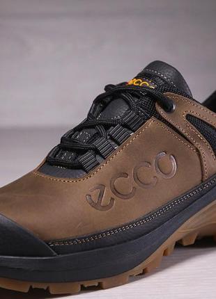 Кроссовки кожаные ecco super track olive7 фото