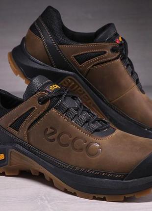 Кроссовки кожаные ecco super track olive10 фото