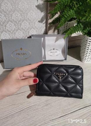 Гаманець жіночий міні, гаманець міні, гаманець жіночий з коробкою, гаманець жіночий в стилі prada milano прада мілано, чорний з екошкіри туреччина