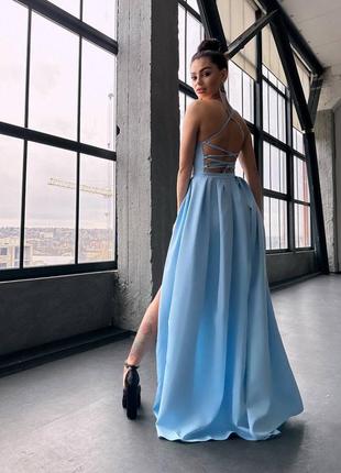 Ніжна сукня максі зі шнурівкою на спинці плаття довге в підлогу