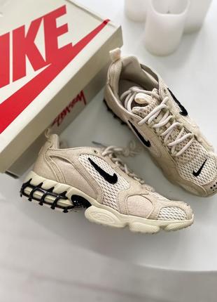 Крутые женские унисекс кроссовки nike x stussy air zoom spiridon beige бежевые 36-45 р