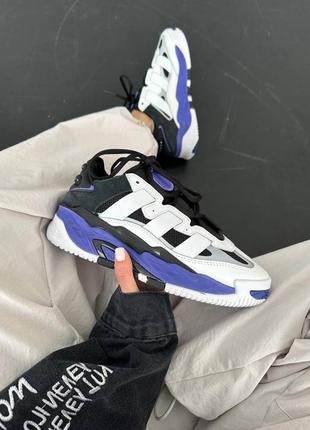 Кроссовки adidas niteball white black blue1 фото