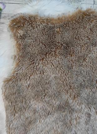 Детская меховая жилетка next для девочки коричневого цвета эко мех размер 1525 фото
