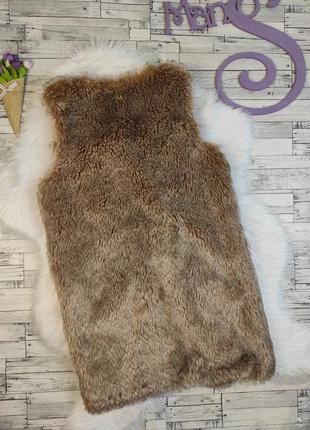 Детская меховая жилетка next для девочки коричневого цвета эко мех размер 1524 фото