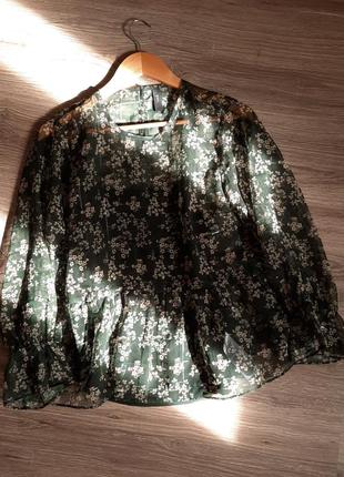 Зеленая блузка блузка в цветочный принт