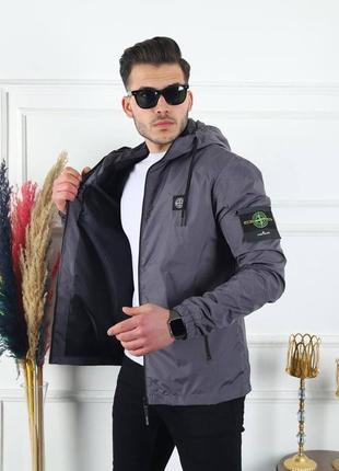 Серая ветровка stone island / весенние куртки стонисленд