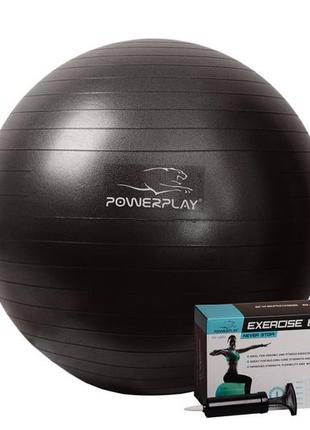 М'яч для фітнесу (фітбол) powerplay 4001 ø65 cm gymball чорний + насос