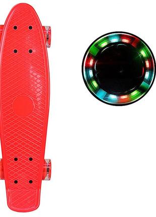 Пенни борд penny board sc20603 56*15 см колеса pu со светом, красный