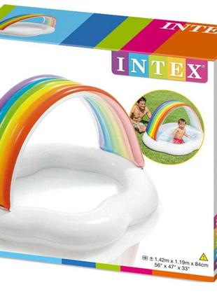 Детский надувной бассейн intex 57141 «радуга-облако», 142 х 119 х 84 см, с навесом4 фото