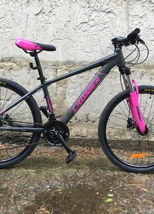 Велосипед crosser 075с 26" (рама 15,5, 21s) hidraulic shimano серо-розовый