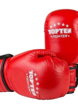 Перчатки боксерские topten tt-x210-r кожа, 12oz, красный2 фото