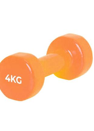 Гантель powerplay 4125 виниловая 4 кг оранжевая