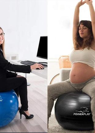 Мяч для фитнеса (фитбол) полумассажный powerplay 4003 ø75 cm gymball sky blue + насос