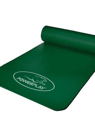 Коврик для йоги и фитнеса powerplay 4151 nbr 183*61*1.5 см зелёный