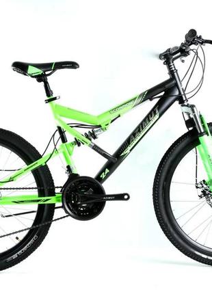 Гірський двопідвісний велосипед azimut scorpion 26" gd рама 17 чорно-зелений