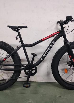 Велосипед crosser fat bike 26" стальная рама 16 черно-красный