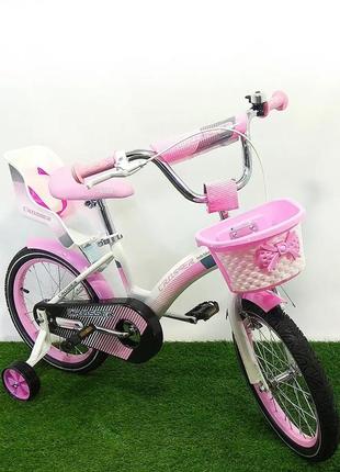 Детский велосипед для девочек crosser kids bike 16" бело-розовый2 фото