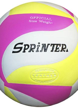 Мяч волейбольный sprinter vs5006, 5 размер; бело-желто-розовый