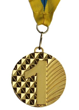 Спортивная награда медаль с лентой d=50мм (1 место золото) 5200-101 фото