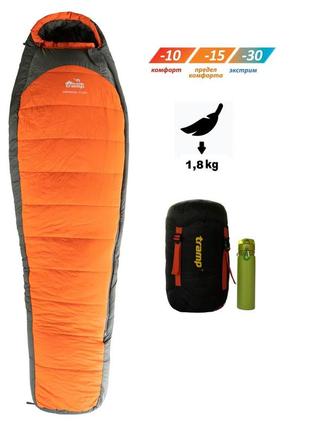 Спальный мешок tramp arctic long кокон левый orange/grey 225/80-55 utrs-048l