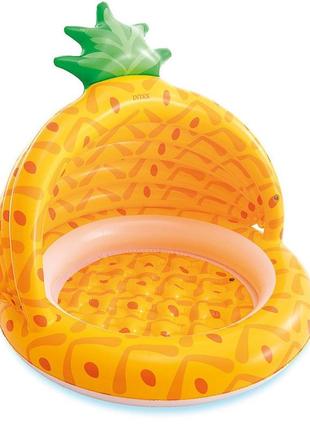 Детский надувной бассейн intex 58414 «ананас» с навесом, 102 х 94 см