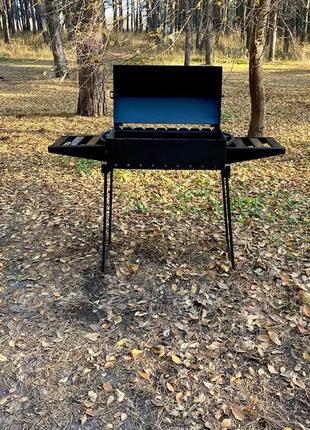 Раскладной мангал-барбекю на 9 шампуров 3 мм на ножках с двумя столиками