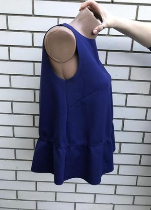 Красивая,синяя,неопреновая блузка с баской,кофта,майка с рюшей,маленький размер,h&m3 фото