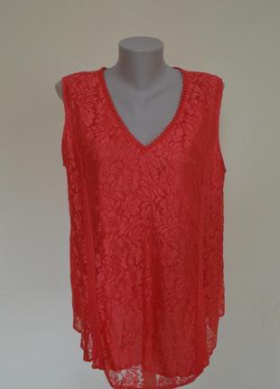 Шикарная фирменная блуза из гипюра свободного фасона,красного цвета,индия