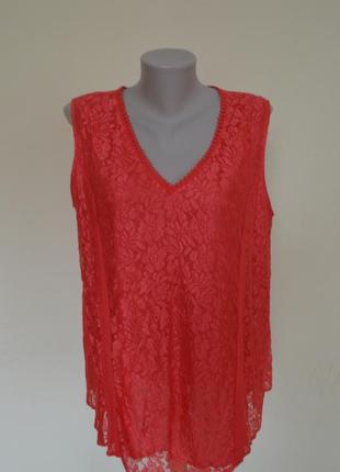 Шикарная фирменная блуза из гипюра свободного фасона,красного цвета,индия2 фото