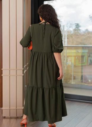 Свободное летнее женское платье с воланами батал
