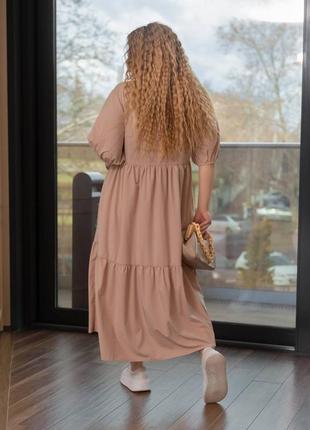 Свободное летнее женское платье с воланами батал