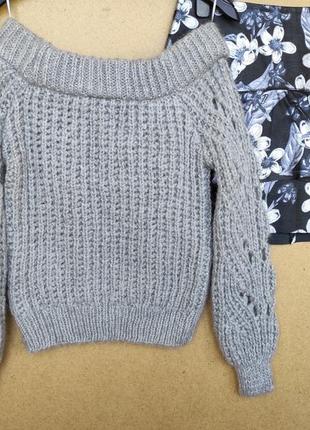 Оверсайз свитер джемпер с открытыми плечами пуловер river island xs-s9 фото