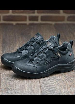 Кросівки шкіряні чорні тактичні, військове взуття розміри 34-48, военные тактические дышащие черные кроссовки3 фото