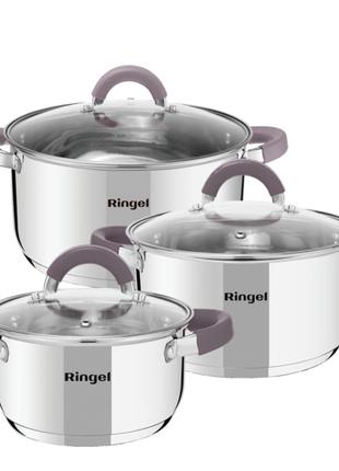 Набір посуду ringel meyer набір каструль 6 пр. 1.6 л+2.3 л+3.2 л (rg-6000)