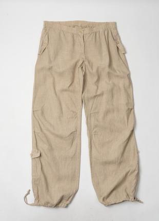 120% lino italy beige pants trousers женские льняные брюки