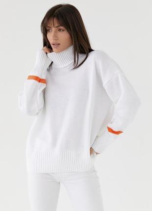 Женский вязаный свитер в большом размере универсальный 46-543 фото
