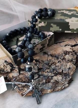 Подарочный набор для военного четка и браслет из натуральных камней