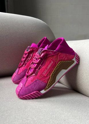 Нереальні жіночі кросівки у стилі dolce & gabbana ns1 low-top neon pink малинові яскраво-рожеві1 фото