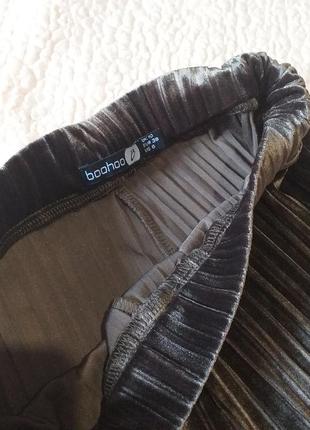 Бархатные плиссерованные брюки палаццо на резинке, boohoo6 фото