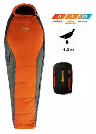 Спальный мешок tramp fjord long кокон правый orange/grey 225/80-55 utrs-049l