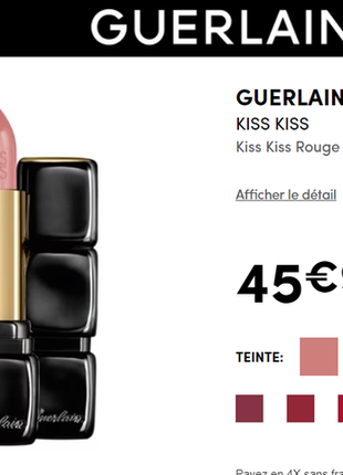 Кремова помада з атласним фінішем guerlain kiss kiss rouge à lèvres5 фото